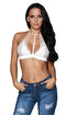 Sexy White Embroidered Floral Halter Bralette Top